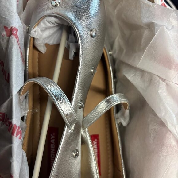 Unionbay Women's Catia Jeweled Mary Jane Flats – Silver,  US Size 6M (Style #U4C - Picture 3 of 7